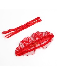 SUBBLIME - 957513 LACE BRA AND GARTER SET RED L/XL