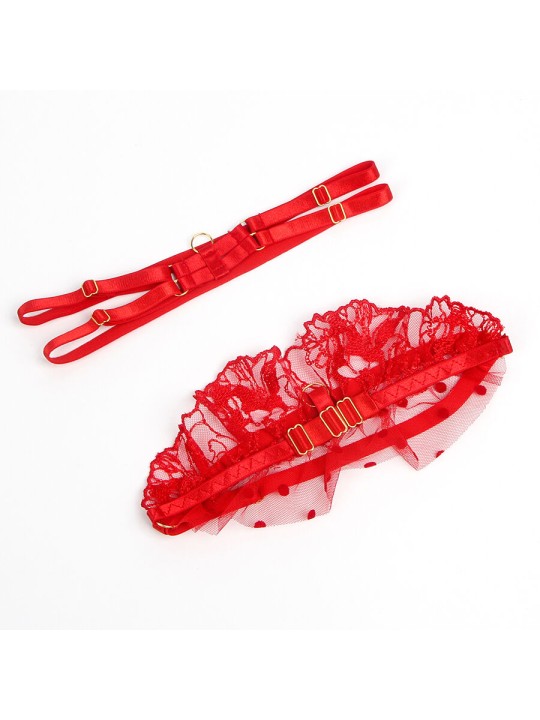 SUBBLIME - 957513 LACE BRA AND GARTER SET RED L/XL