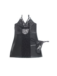 SUBBLIME - 957520 ROBE EN CUIR AVEC DENTELLE FLORALE NOIRE S/M