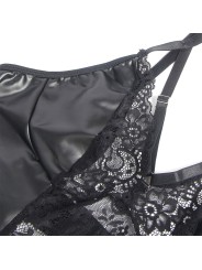 SUBBLIME - 957520 ROBE EN CUIR AVEC DENTELLE FLORALE NOIRE S/M