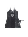 SUBBLIME - 957537 LEREN JURK MET BLOEMENKANT ZWART L/XL