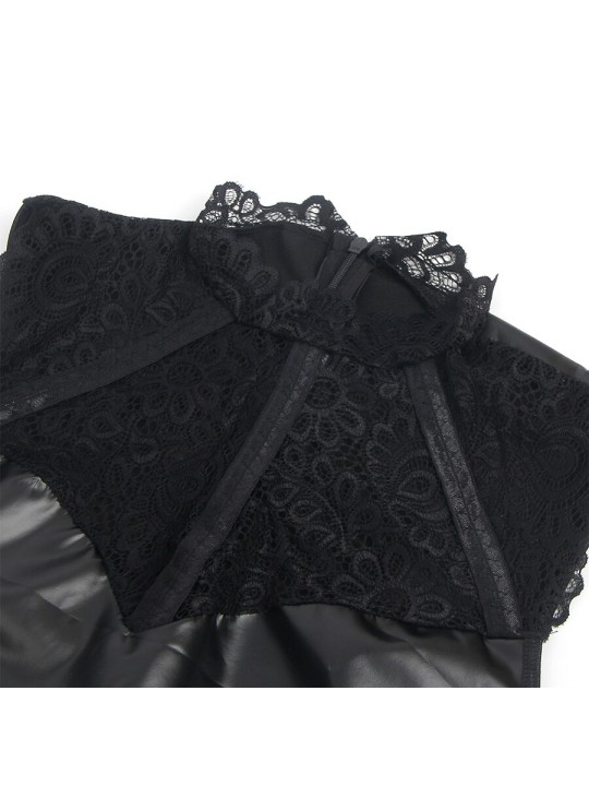 SUBBLIME - 957544 LEDERKLEID MIT SPITZENKRAGEN SCHWARZ S/M