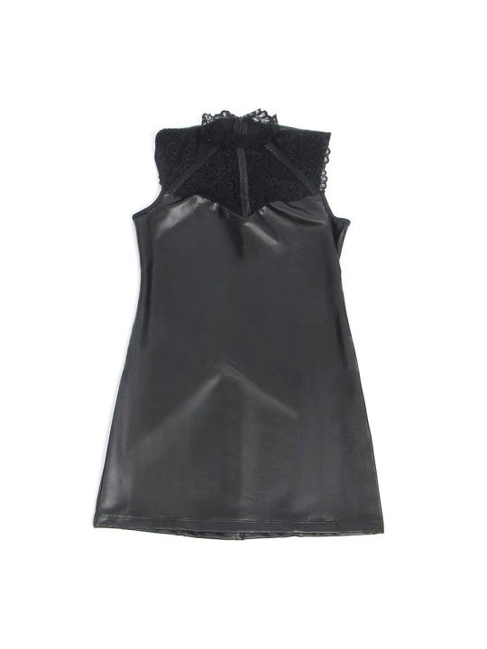 SUBBLIME - 957551 LEDERKLEID MIT SPITZENKRAGEN SCHWARZ L/XL