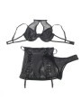 SUBBLIME - 957582 LEDEREN BH EN ROK SET ZWART S/M