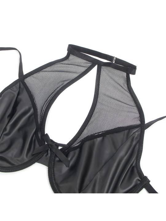 SUBBLIME - 957582 LEDEREN BH EN ROK SET ZWART S/M