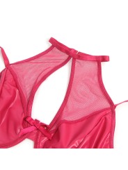 SUBBLIME - 957612 ENSEMBLE SOUTIEN-GORGE ET JUPE EN CUIR ROUGE L/XL