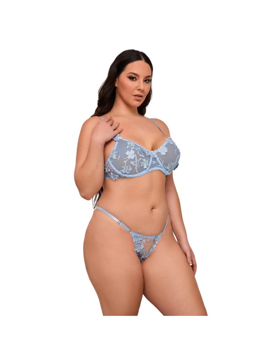 SUBBLIME - 957636 BH- UND SLIP-SET MIT BLUMENSTICKEREI HIMMELBLAU L/XL