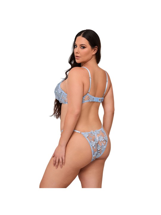 SUBBLIME - 957636 BH- UND SLIP-SET MIT BLUMENSTICKEREI HIMMELBLAU L/XL