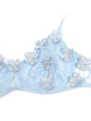 SUBBLIME - 957636 COMPLETO REGGISENO E SLIP RICAMATI A FIORI AZZURRO C