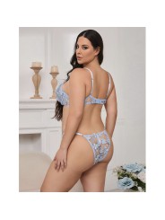 SUBBLIME - 957636 FLOWER EMBROIDERED BRA AND PANTIES SET SKY BLUE L/XL