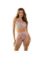 SUBBLIME - 957643 FLOWER EMBROIDERED BRA AND GARTER BELT SET PINK S/M