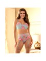 SUBBLIME - 957643 FLOWER EMBROIDERED BRA AND GARTER BELT SET PINK S/M