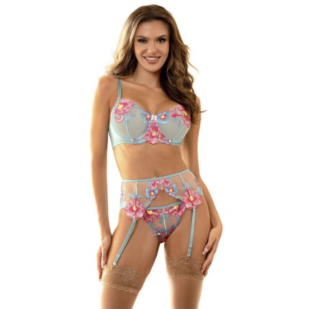 SUBBLIME - 957650 BH- UND STRUMPFGÜRTEL-SET MIT BLUMENSTICKEREI ROSA L