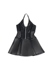 SUBBLIME - 957704 ROBE EN CUIR À FERMETURE ÉCLAIR EN DENTELLE NOIRE S/