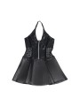 SUBBLIME - 957704 VESTIDO DE CUERO CON CREMALLERA Y ENCAJE NEGRO S/M
