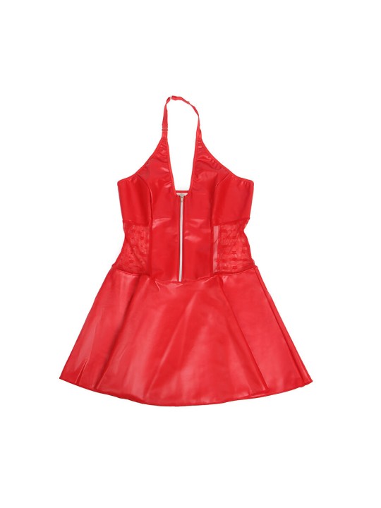 SUBBLIME - 957728 ROBE EN CUIR À FERMETURE ÉCLAIR EN DENTELLE ROUGE S/