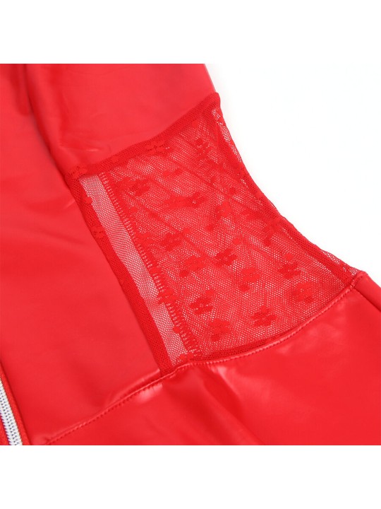 SUBBLIME - 957735 LEDERKLEID MIT SPITZENREISSVERSCHLUSS ROT L/XL