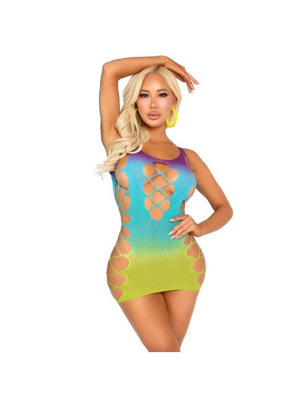 LEG AVENUE - MINI VESTIDO SIN COSTURAS Y ABERTURAS OCEAN
