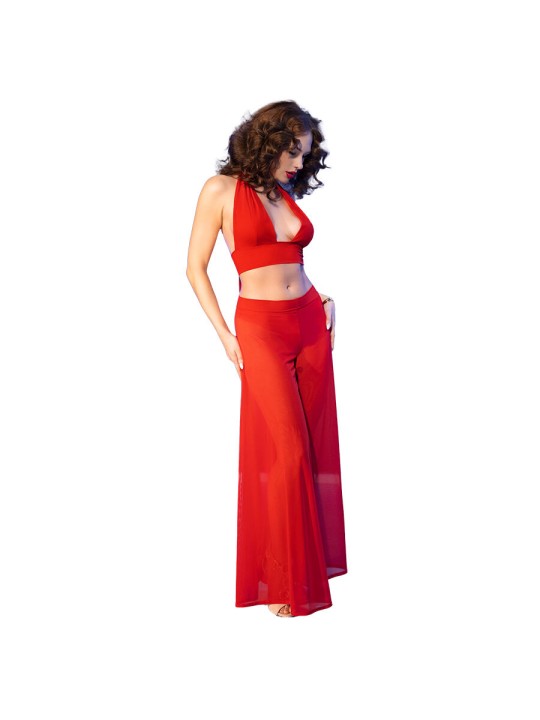 CHILIROSE - CR 4857 RODE TOP EN BROEK SET MAAT L