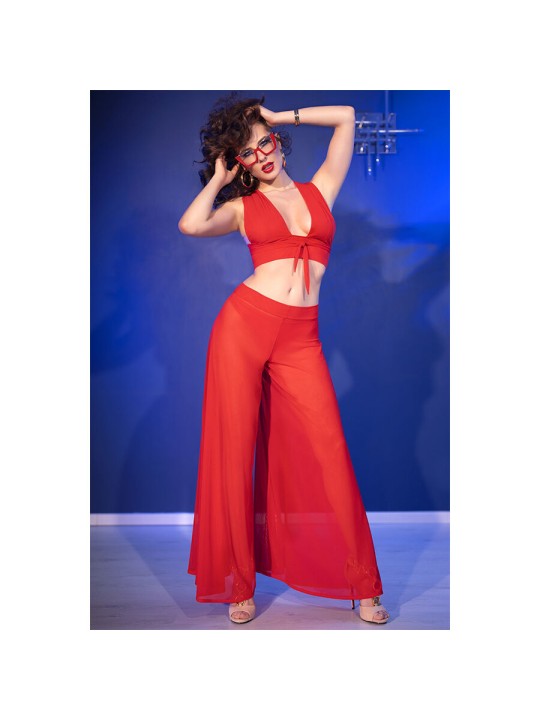 CHILIROSE - CR 4857 RODE TOP EN BROEK SET MAAT L