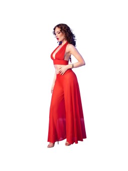 CHILIROSE - CR 4857 SET TOP E PANTALONI ROSSI TAGLIA XL