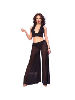CHILIROSE - CR 4857 SET TOP E PANTALONI NERI TAGLIA L