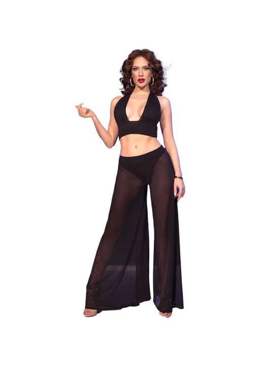 CHILIROSE - CR 4857 CONJUNTO DE BLUSA E CALÇA PRETA TAMANHO GG