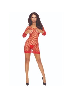 PASSION - BS108 BODYSTOCKING REJILLA ROJO