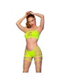 CHILIROSE - CR 4866 NEON GREEN TOP AND SHORTS SET S/M