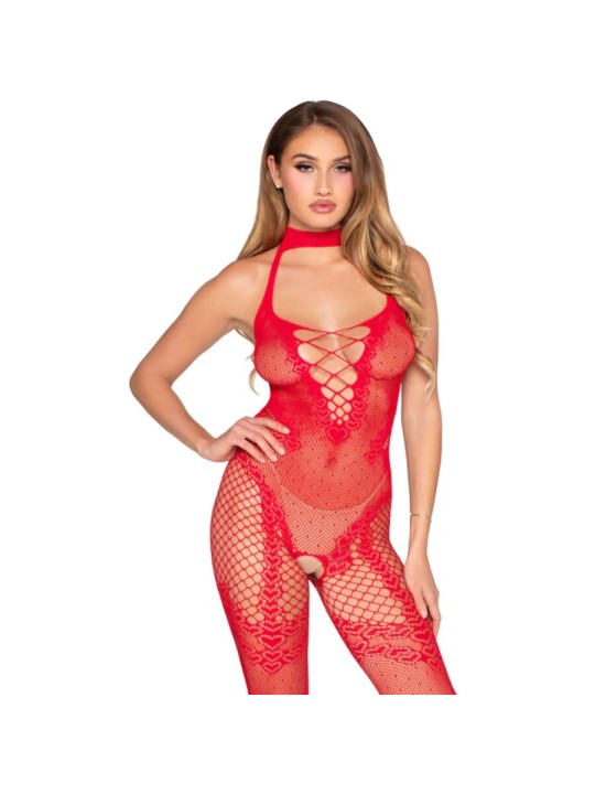 LEG AVENUE - 89336 BODYSTOCKING SANS FOURCHE ROUGE - TAILLE UNIQUE