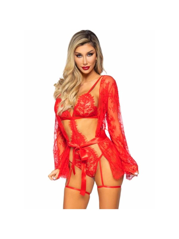 LEG AVENUE - 86123 TEDDY + KORRELSJURKSET ROOD MAAT M