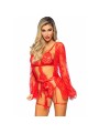 LEG AVENUE - 86123 ENSEMBLE PEIGNOIR ET PORTE-JARRETELLES ROUGE TAILLE