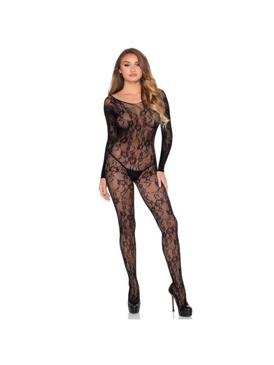 LEG AVENUE - 89366 BODYSTOCKING IN PIZZO NERO - TAGLIA UNICA
