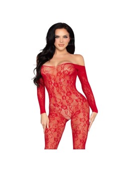 LEG AVENUE - 89366 LACE LINGERIE BODYSTOCKING RED - ONE SIZE