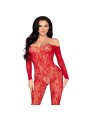 LEG AVENUE - 89366 LACE LINGERIE BODYSTOCKING RED - ONE SIZE