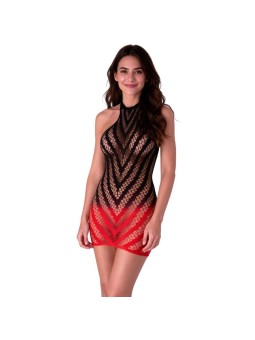 PASSION - BS117 ZWART-RODE GRADIENT BODYSTOCKING JURK