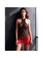 PASSION - BS117 ZWART-RODE GRADIENT BODYSTOCKING JURK