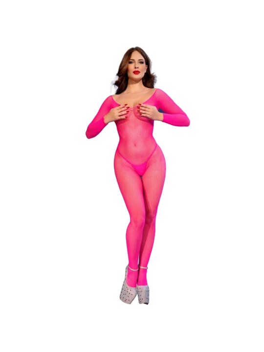 CHILIROSE - CR 4894 BODYSTOCKING IN RETE ROSA NEON S/M