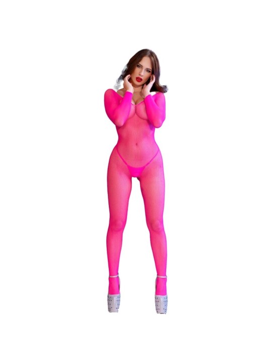 CHILIROSE - CR 4894 BODYSTOCKING IN RETE ROSA NEON S/M
