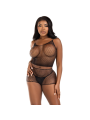 LEG AVENUE - ZWARTE MESH T-SHIRT & BROEK SET