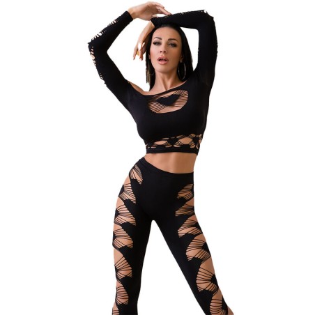 CHILIROSE - CR 4436 TOP & LEGGING ZWART S/L