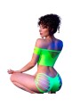 CHILIROSE - CR 4433 HAUT & SHORT VERT S/M