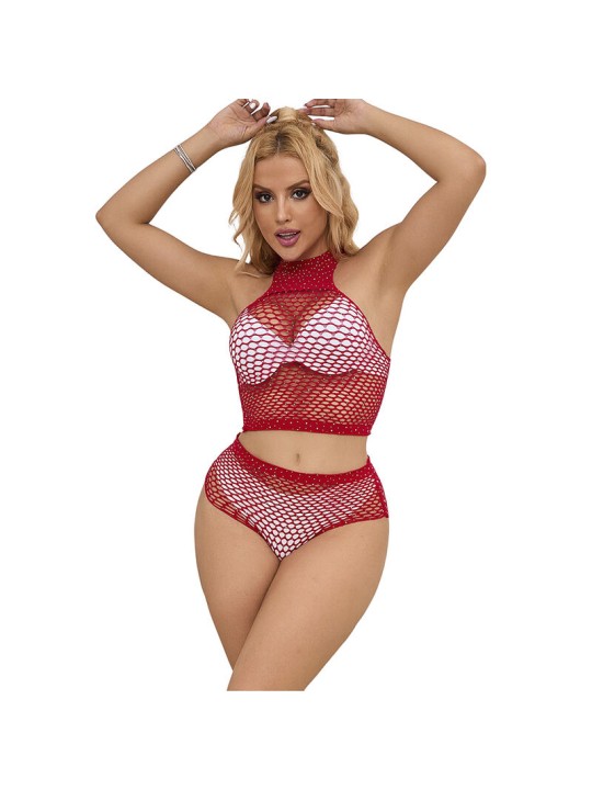 SUBBLIME - 952402 FISHNET SET COM DIAMANTES ROSA TAMANHO ÚNICO