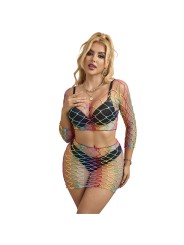 SUBBLIME - 952440 2-DELIGE REGENBOOG NETSET MET LANGE MOUWEN ÉÉN MAAT