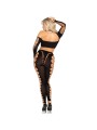LEG AVENUE - CROP TOP EN LEGGINGS CUT-OUT NAADLOOS ZWART