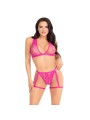 LEG AVENUE - 86148 KANTEN BH-TOP EN SLIPJE MET JARRETELS, ROZE - ONE S