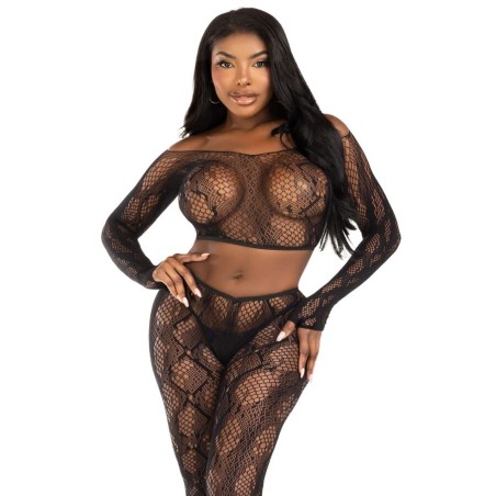 LEG AVENUE - 89373 HAUT COURT EN PYTHON ET COLLANTS SANS PIEDS NOIRS -