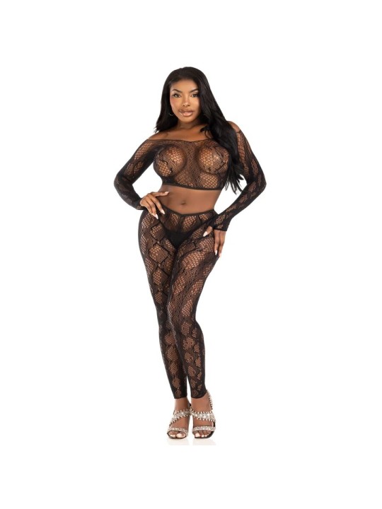 LEG AVENUE - 89373 TOP CROPPED COM ESTAMPA DE PYTHON E MEIA-CALÇA SEM 