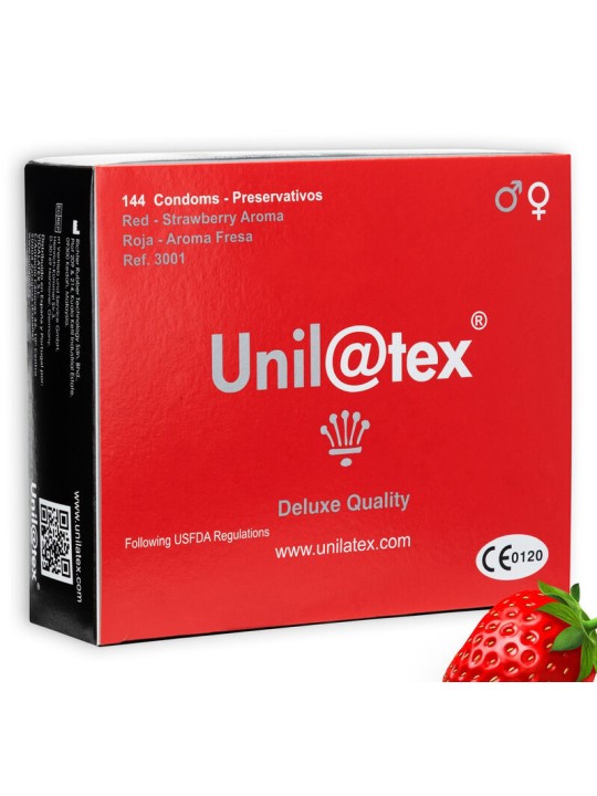 UNILATEX - ROOD/AARDBEIEN CONDOOMS 144 STUKS