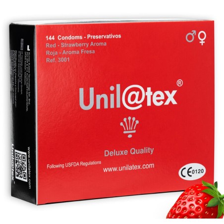 UNILATEX - ROOD/AARDBEIEN CONDOOMS 144 STUKS